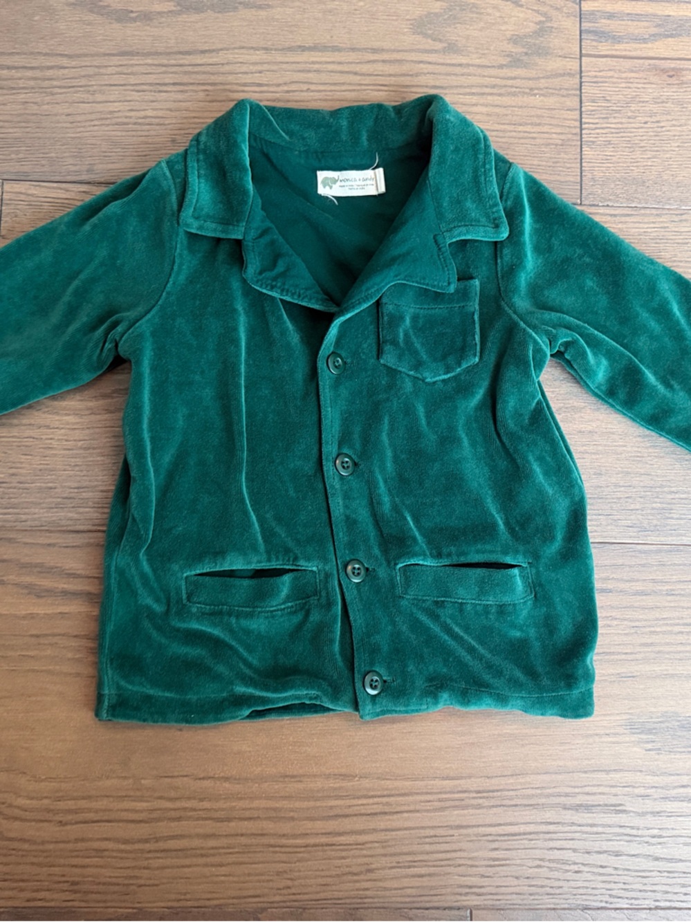 Kids Green Velvet Blazer Jacket